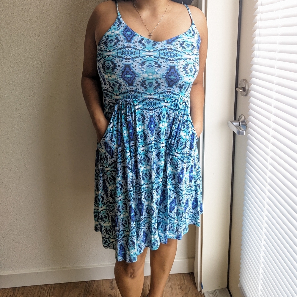 Cynthia Rowley Blue and White Tiered Midi Sundress